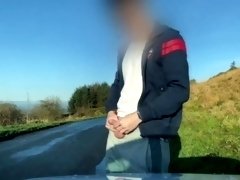 **ALMOST CAUGHT** TEEN JERKING OFF ON PUBLIC ROAD