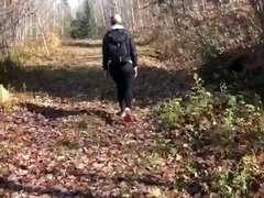 Busty blonde gets fucked on hiking trail
