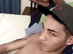 Twinky guy toying his long hard cock until its cumming time