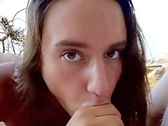 Amateur with nice lines worships cock in full outdoor XXX romance