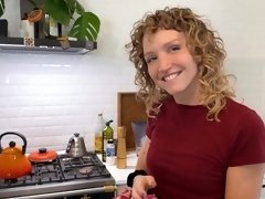 Blonde Serafina Sky moans while being fucked in the kitchen