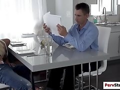 olivia sucks stepsons cock at the table