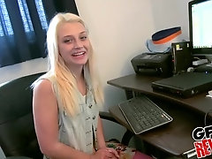 Aubrey Gold sucks a dick and gets fucked in her office