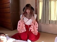 Costumed Japanese Rio can't wake her husband up so she masturbates