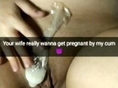 My wife wanna get pregnant by his lover cum! Pussy stuffing with cum