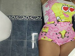 Stepmom caught peeing in her pajamas in her bedroom