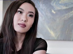 Greedy Asian babe in nylons fucked by doctor in her office