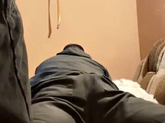 Horny guy fucks the bed and moans! Damn pillow! I cum without using my hands