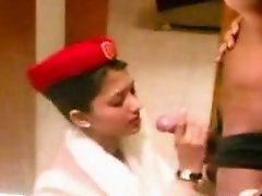 Pretty Arab Stewardess Giving A Blowjob