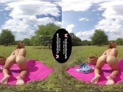 Solo Ornela Morgan is masturbating in the nature, in VR
