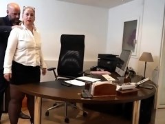 BBW cougar gets the two for one special in the office