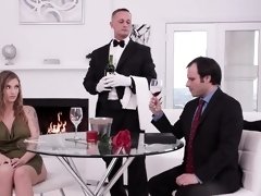 Cuckolding wife can't get enough of the butler's big cock
