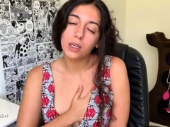 Young babe with lovely tits gives jerk off instructions